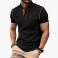 Men's Knit Polo Shirt | Band Collar & Chest Pocket