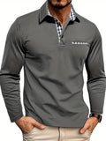 Men's Knit Polo Shirt | Button Placket & Plaid Trim