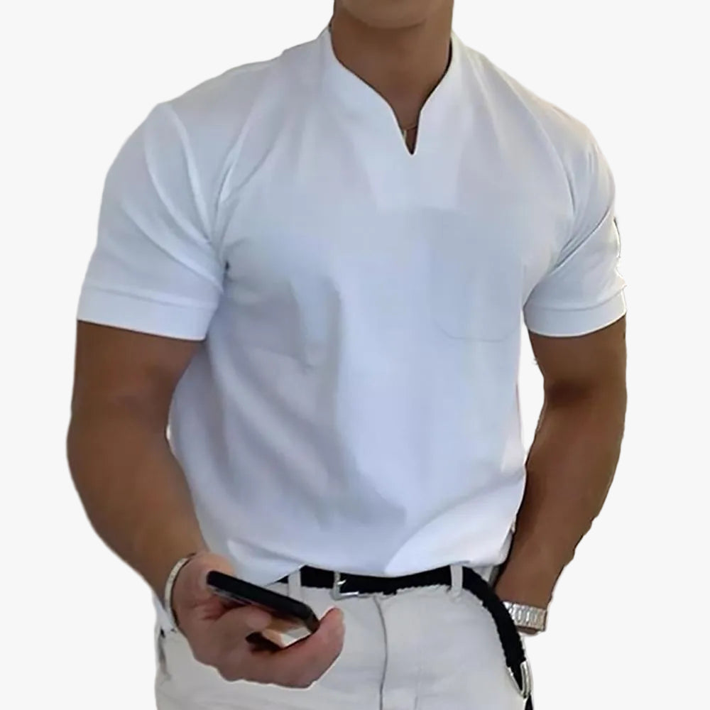 Men's Knit Polo Shirt | Notch Neck & Chest Pocket
