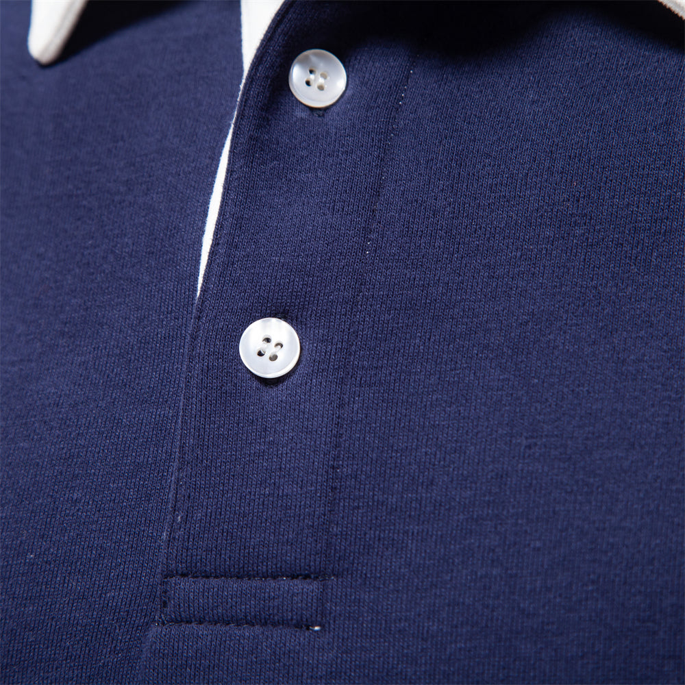 Men's Knit Polo Shirt | Two-Button Placket & Rib Cuffs