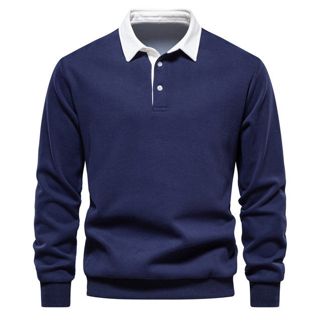 Men's Knit Polo Shirt | Two-Button Placket & Rib Cuffs
