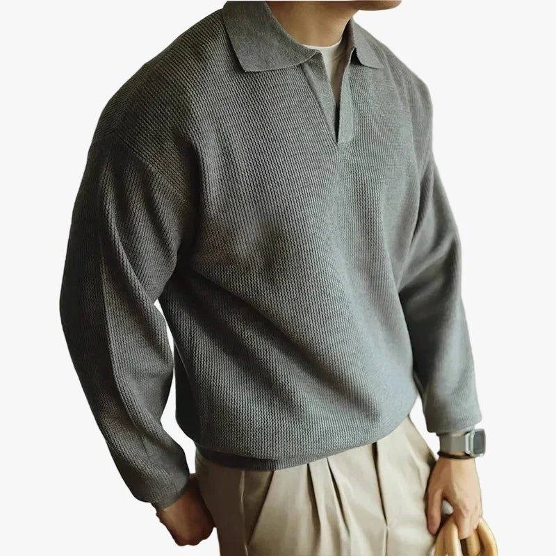 Men's Knit Polyester Polo Shirt | Open Placket & Ribbing