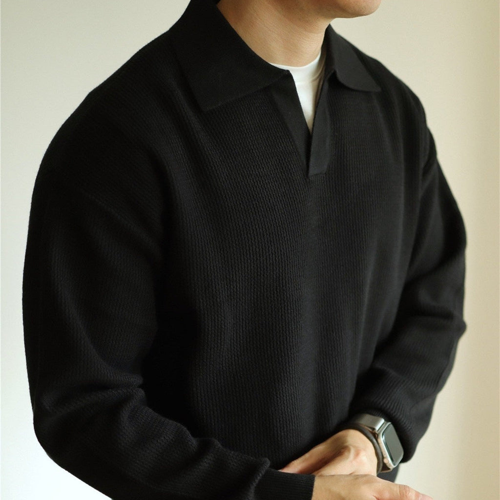 Men's Knit Polyester Polo Shirt | Open Placket & Ribbing