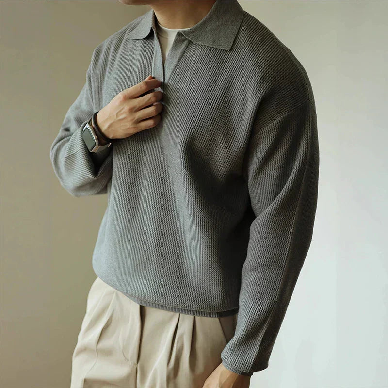 Men's Knit Polyester Polo Shirt | Open Placket & Ribbing