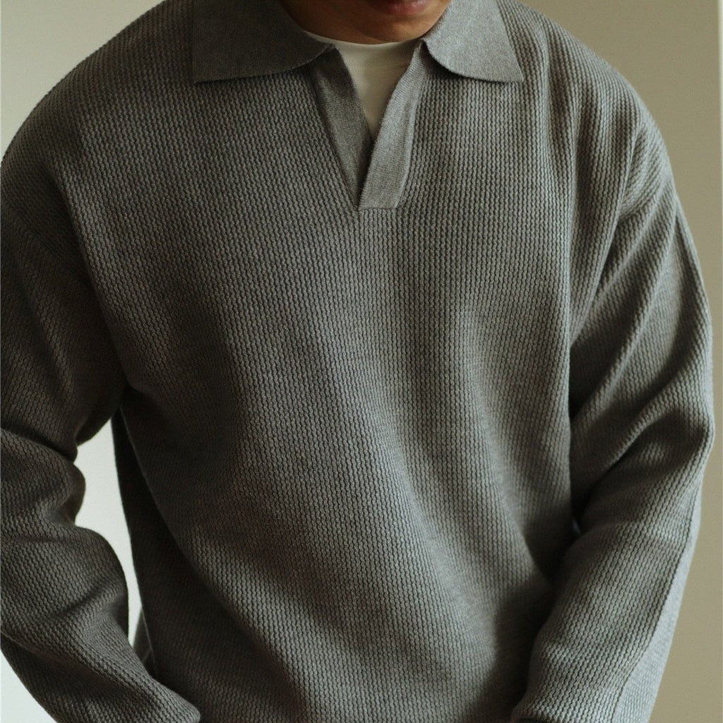 Men's Knit Polyester Polo Shirt | Open Placket & Ribbing