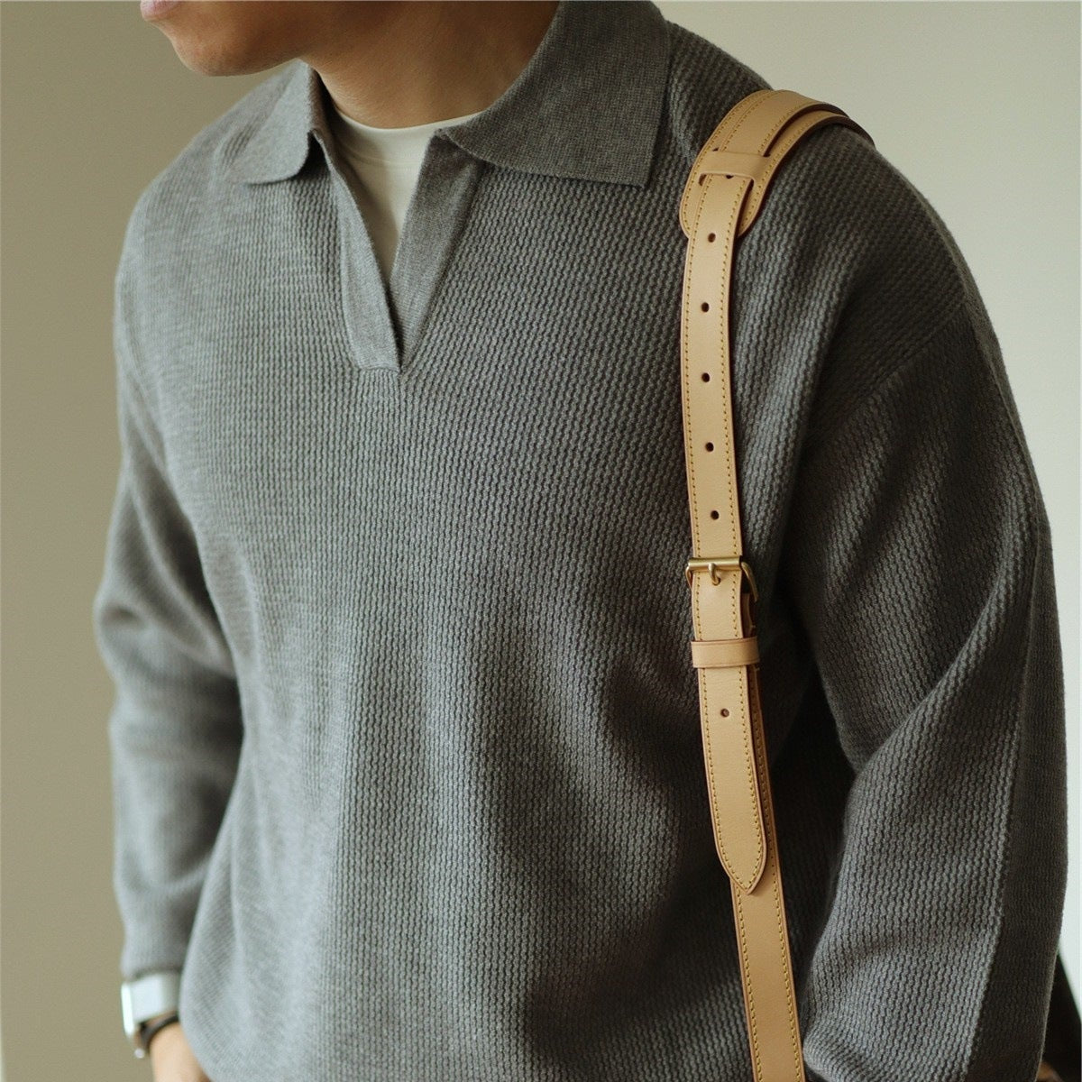 Men's Knit Polyester Polo Shirt | Open Placket & Ribbing