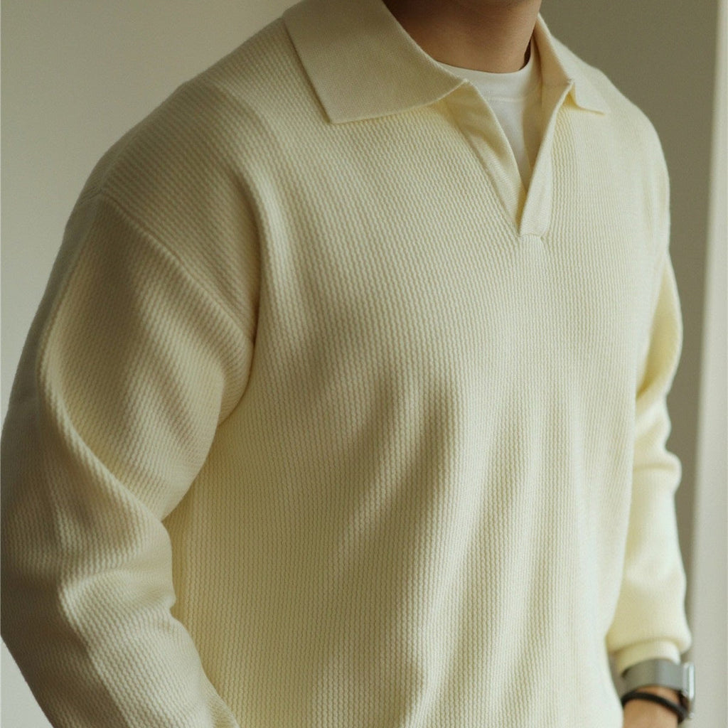 Men's Knit Polyester Polo Shirt | Open Placket & Ribbing