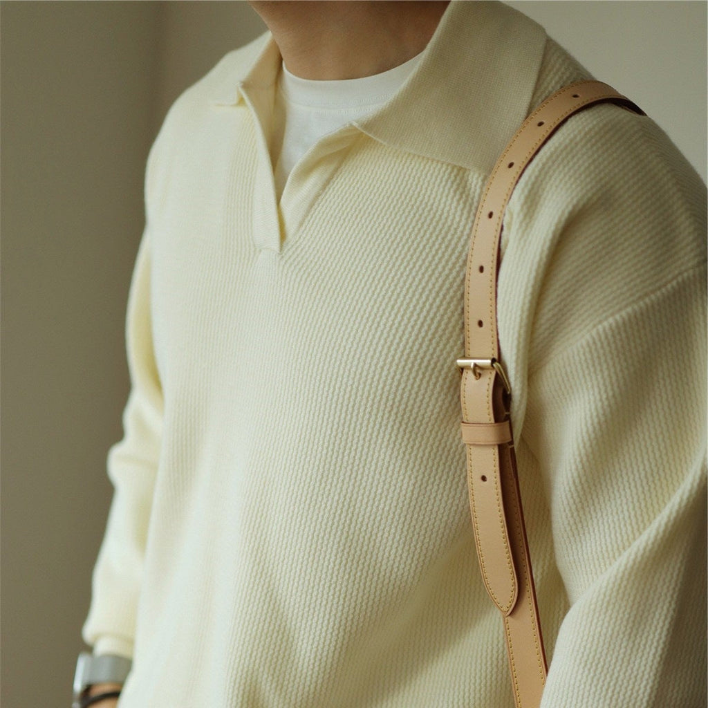 Men's Knit Polyester Polo Shirt | Open Placket & Ribbing
