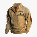 Men's Knit Sweater | Button Mock Neck & Elbow Patches