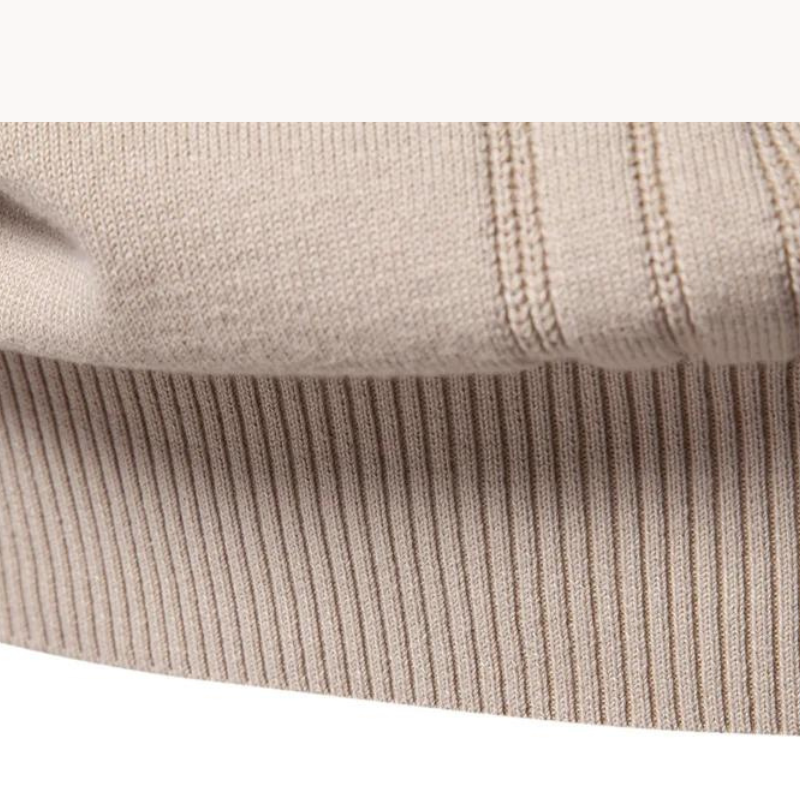 Men's Knit Sweater | Crew Neck & Raised Plaid Lines