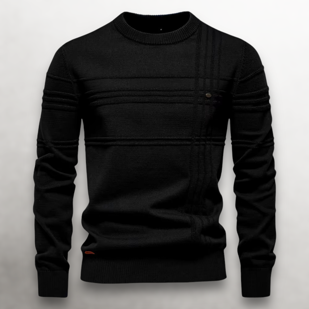 Men's Knit Sweater | Crew Neck & Ribbed Trim