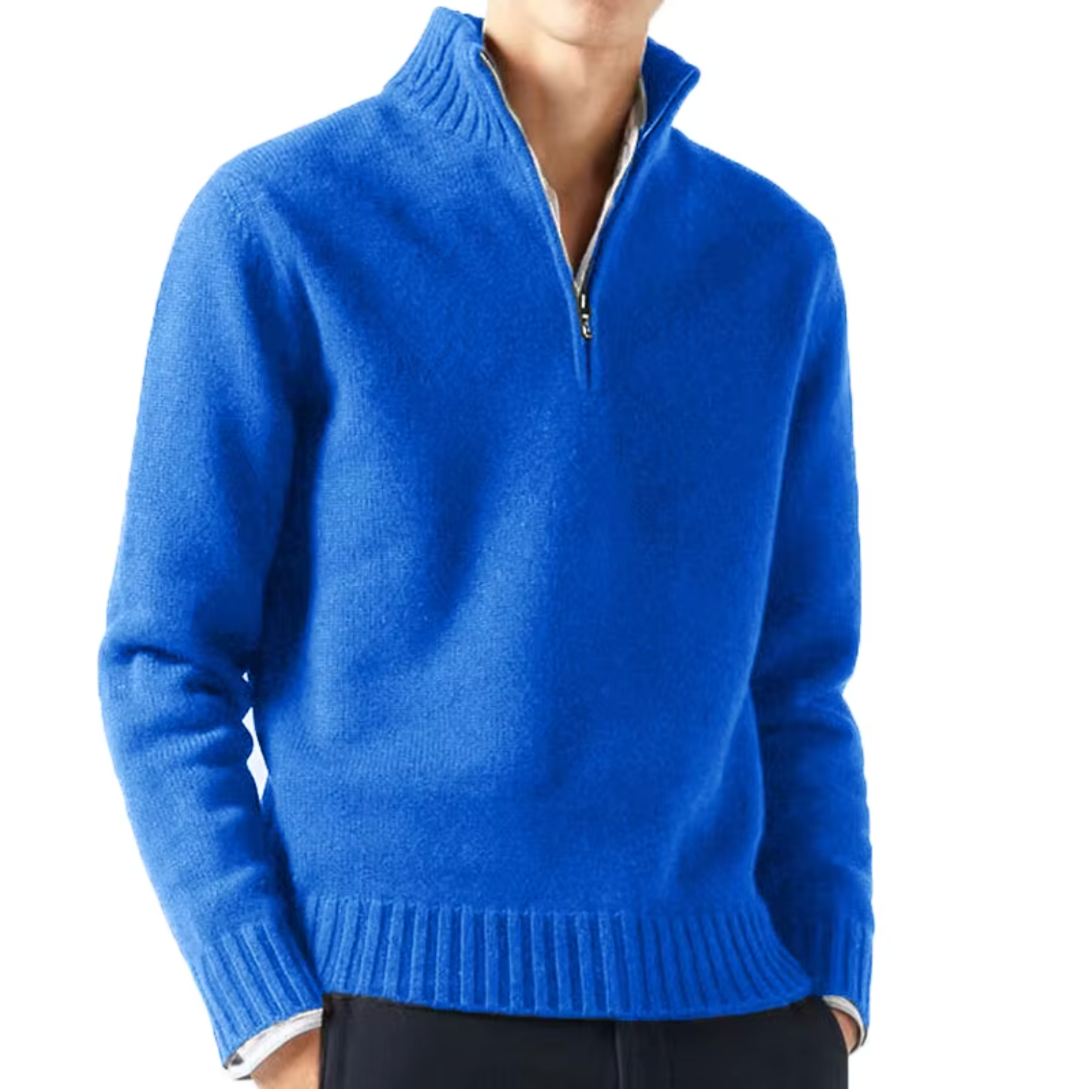 Men's Knit Sweater | Half-Zip & Stand Collar 2