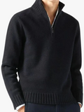 Men's Knit Sweater | Half-Zip & Stand Collar 2