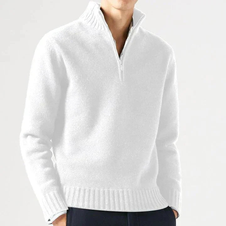 Men's Knit Sweater | Half-Zip & Stand Collar 2