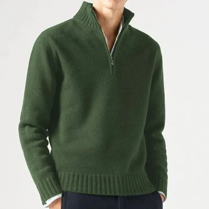Men's Knit Sweater | Half-Zip & Stand Collar 2