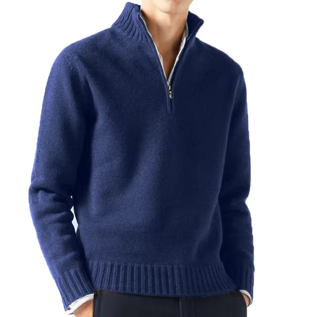 Men's Knit Sweater | Half-Zip & Stand Collar 2
