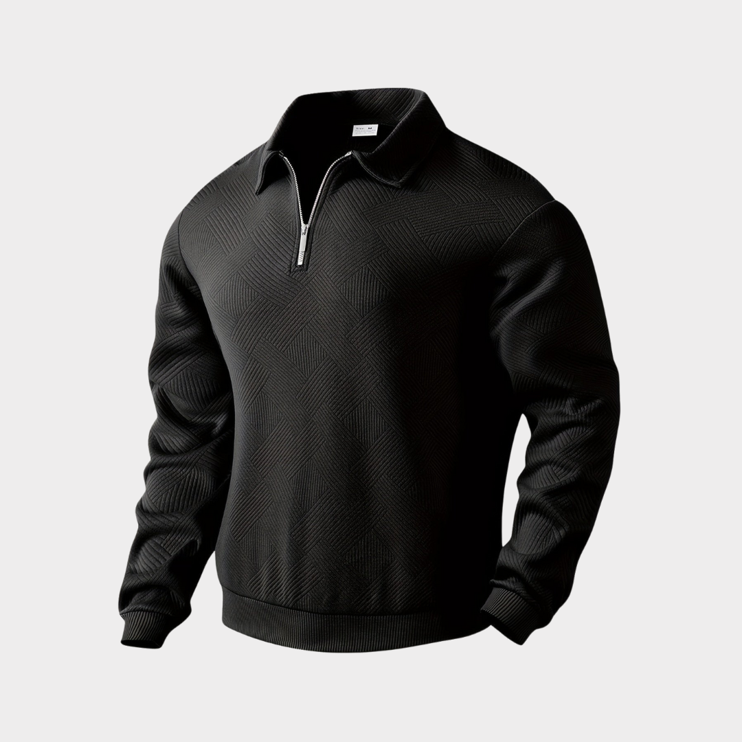 Men's Knit Sweater | Quarter Zip & Pointed Collar