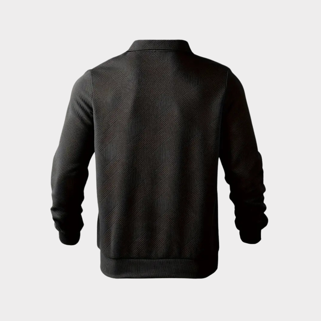 Men's Knit Sweater | Quarter Zip & Pointed Collar