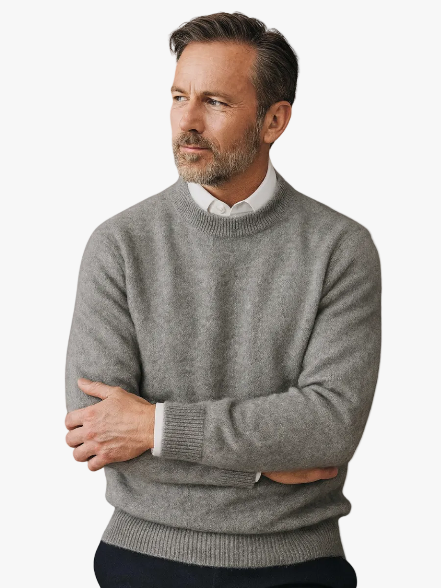 Men's Knit Sweater | Crew Neck & Ribbed Trim 2