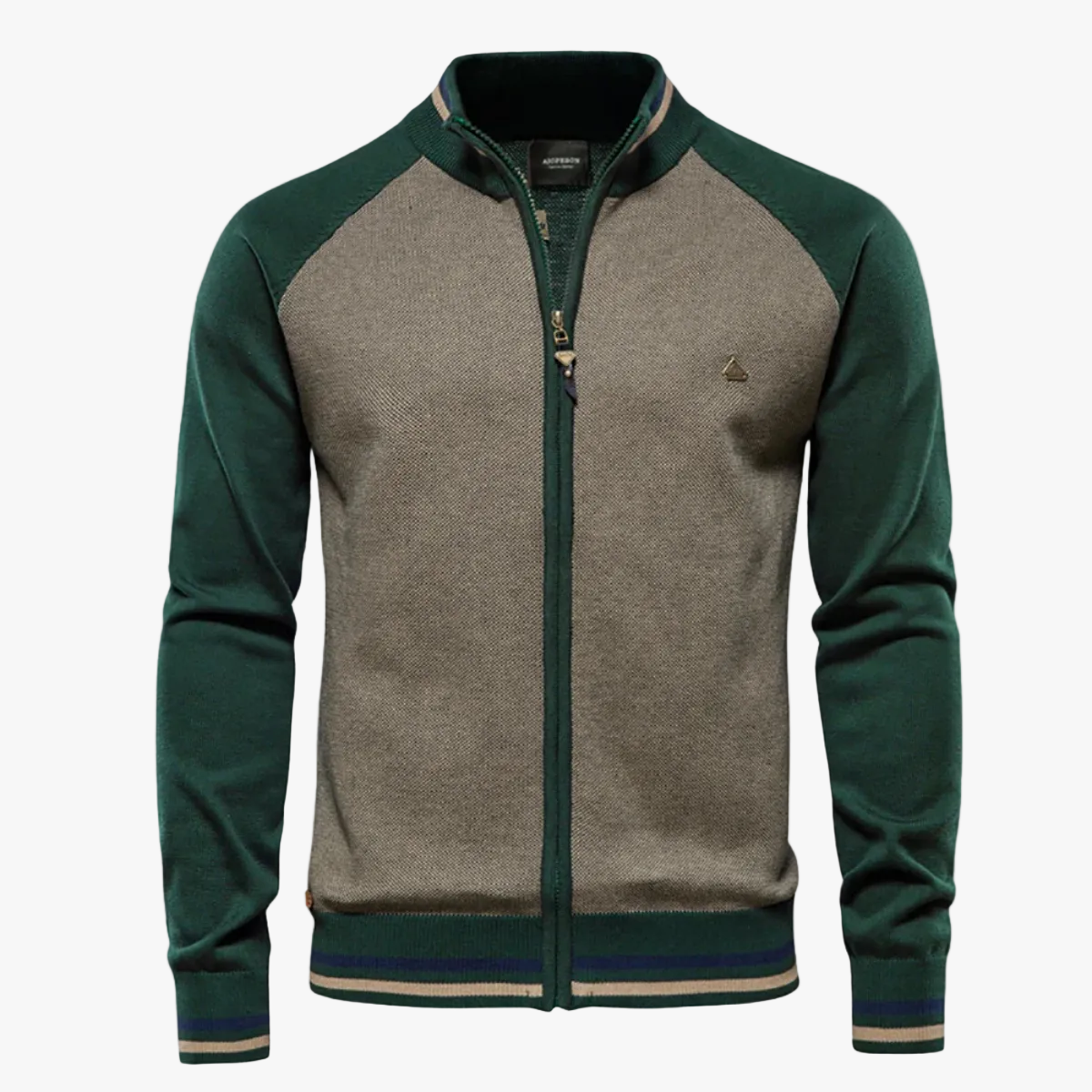 Men's Knit Sweater | Full-Zip Front & Stand Collar