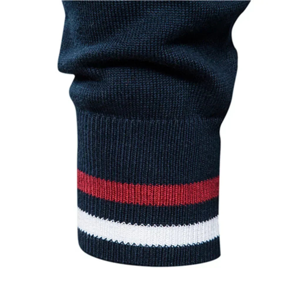 Men's Knit Sweater | Full-Zip Front & Stand Collar
