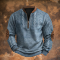 Men's Knit Sweater | Quarter Zip & Pattern Panels