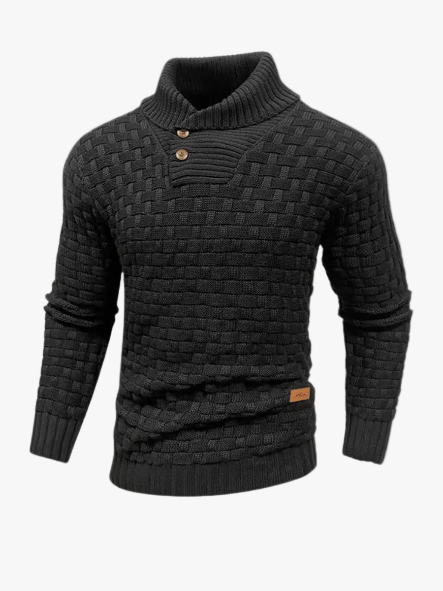 Men's Knit Sweater | Shawl Collar & Button Placket