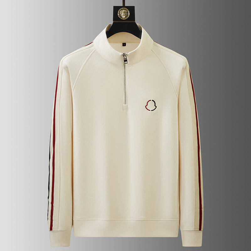 Men's Knit Tracksuit | Half-Zip Top & Stripe Trim