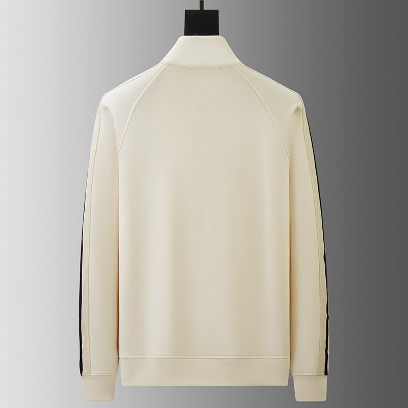 Men's Knit Tracksuit | Half-Zip Top & Stripe Trim