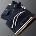 Men's Knit Tracksuit | Half-Zip Top & Stripe Trim