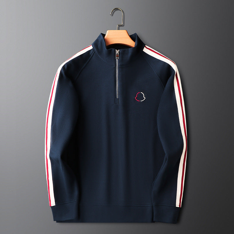 Men's Knit Tracksuit | Half-Zip Top & Stripe Trim