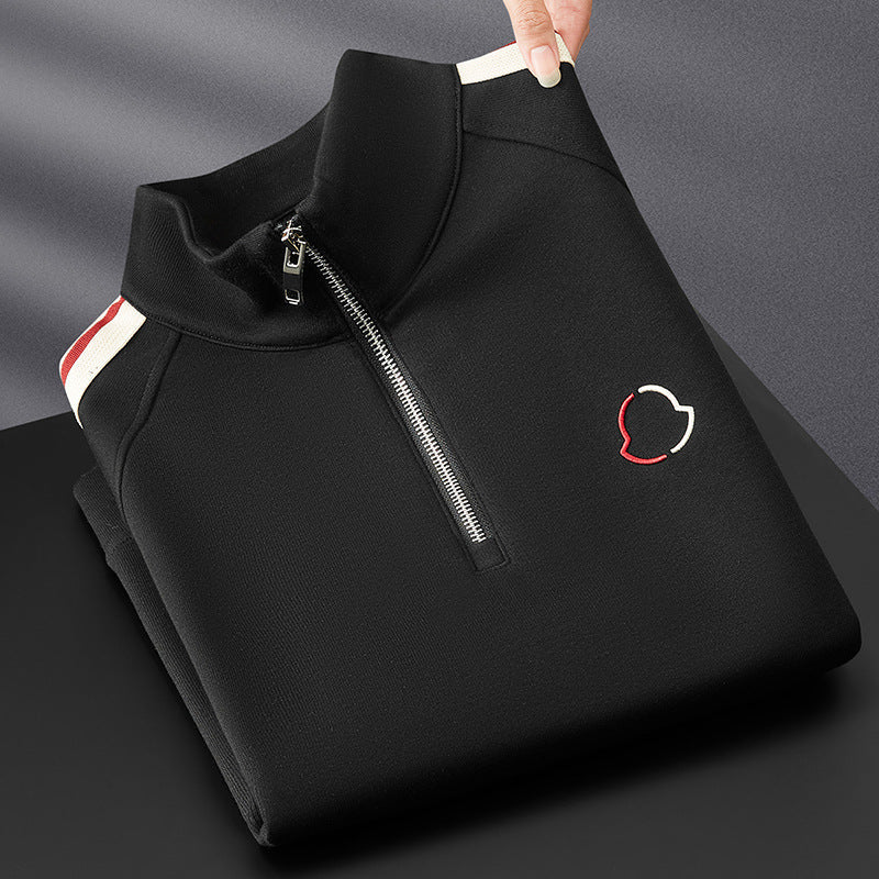 Men's Knit Tracksuit | Half-Zip Top & Stripe Trim