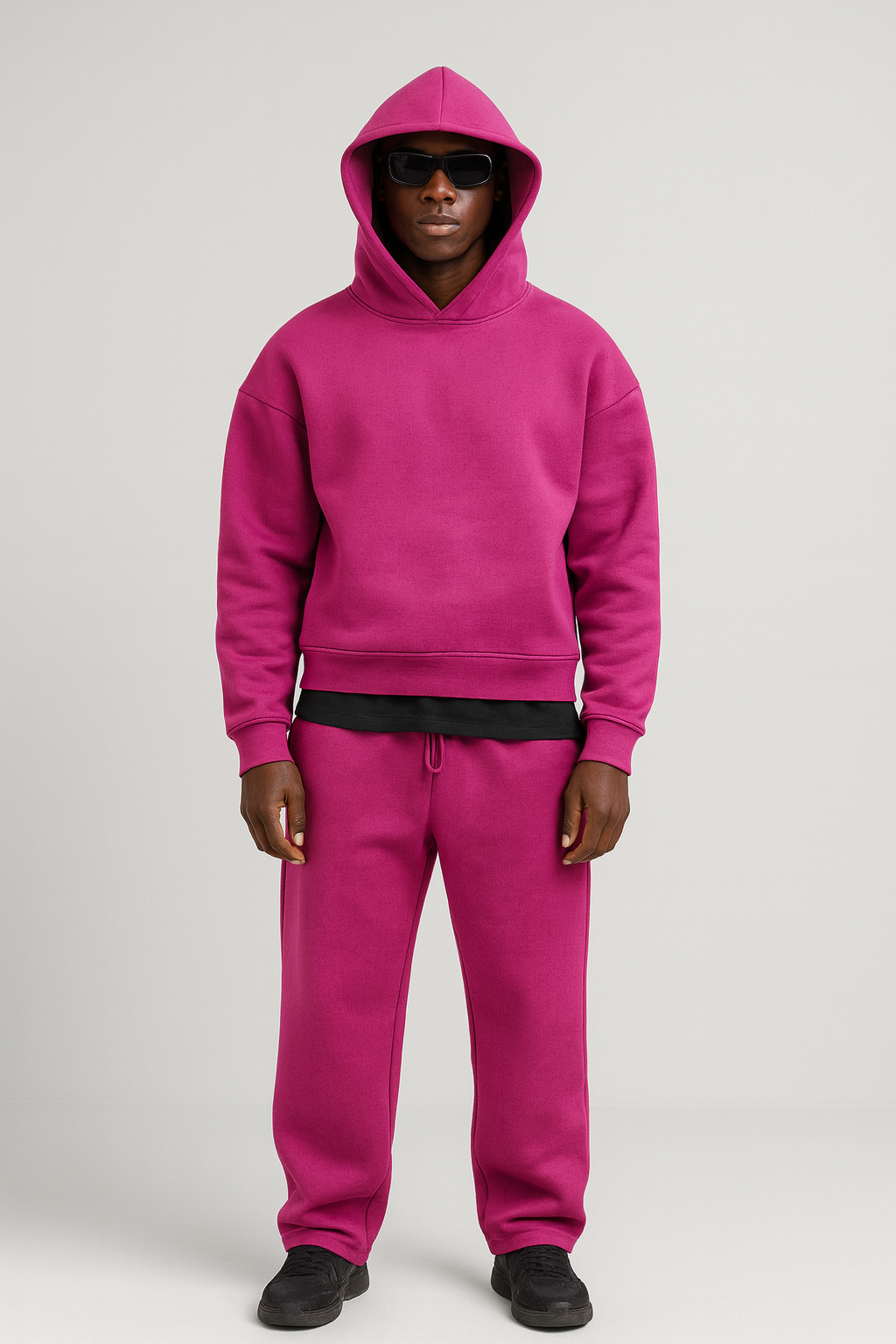 Men's Knit Tracksuit | Pullover Hood & Drawstring Joggers