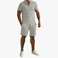 Men's Knit Two-Piece Set | Zip Polo & Drawstring Shorts
