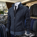 Men's Knit Zip-Up Sweater | Stand Collar & Pockets