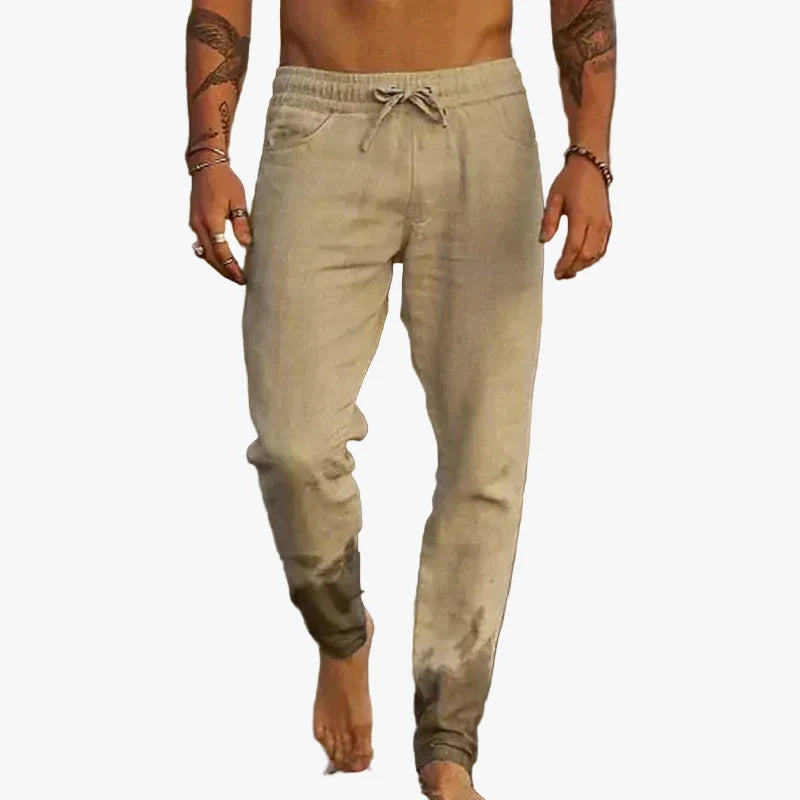 Men's Linen Blend Pants | Drawstring Waist & Gathered Ankles