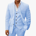 Men's Linen-Blend Suit | Notched Lapel & Button Vest