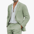 Men's Linen Suit | Notched Lapel & Flat-Front Trousers