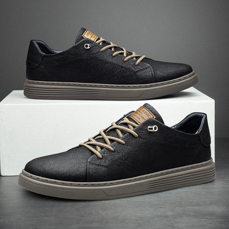 Men's Low-Top Faux Sneakers | Lace-Up & Stitched Panels
