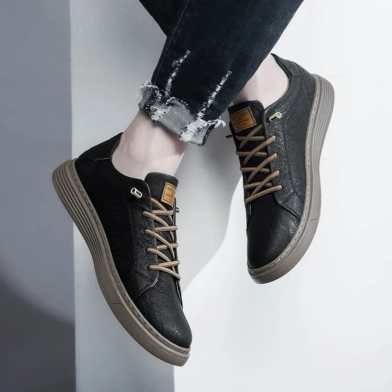 Men's Low-Top Faux Sneakers | Lace-Up & Stitched Panels
