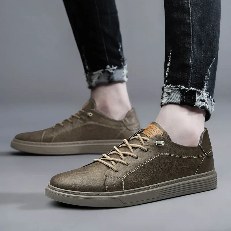 Men's Low-Top Faux Sneakers | Lace-Up & Stitched Panels