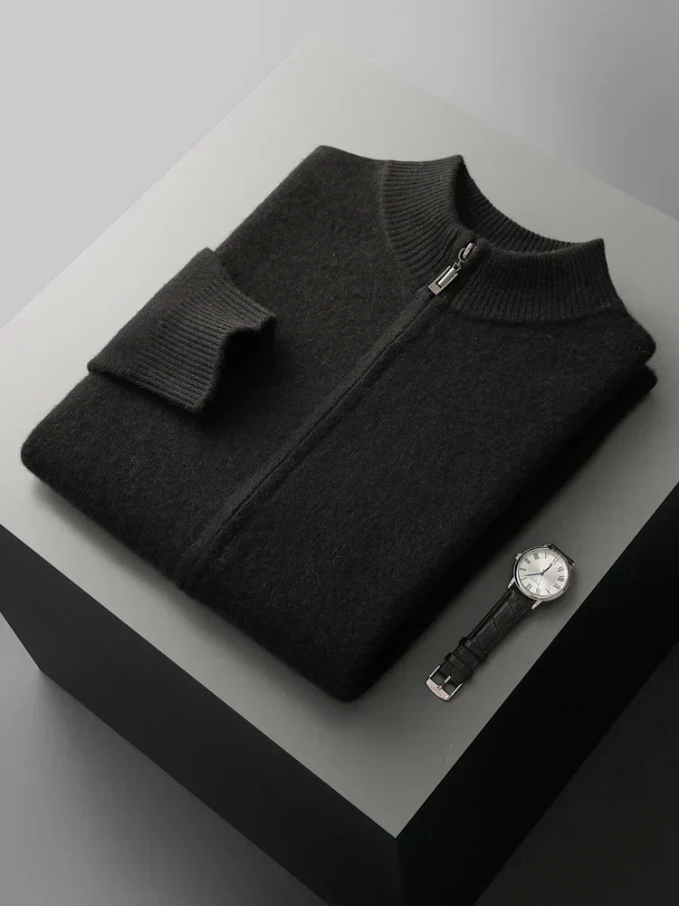 Men's Merino Cardigan | Full Zip & Mock Neck