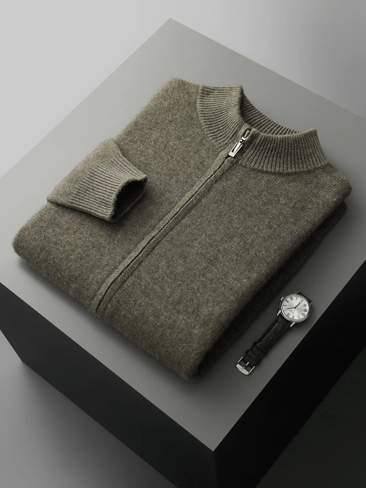 Men's Merino Cardigan | Full Zip & Mock Neck