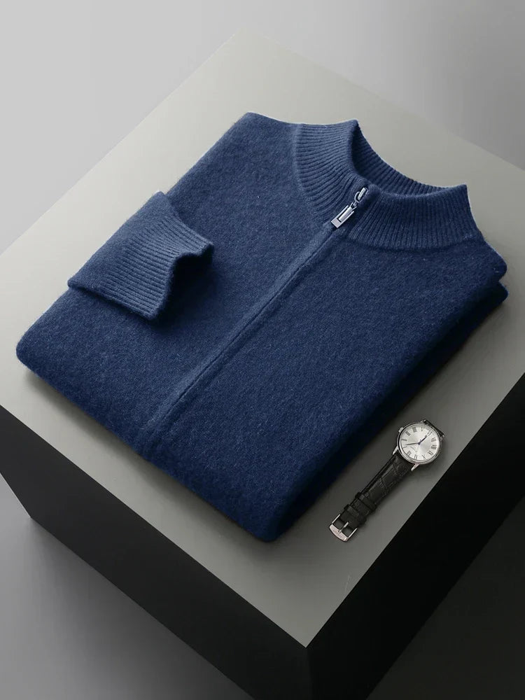 Men's Merino Cardigan | Full Zip & Mock Neck