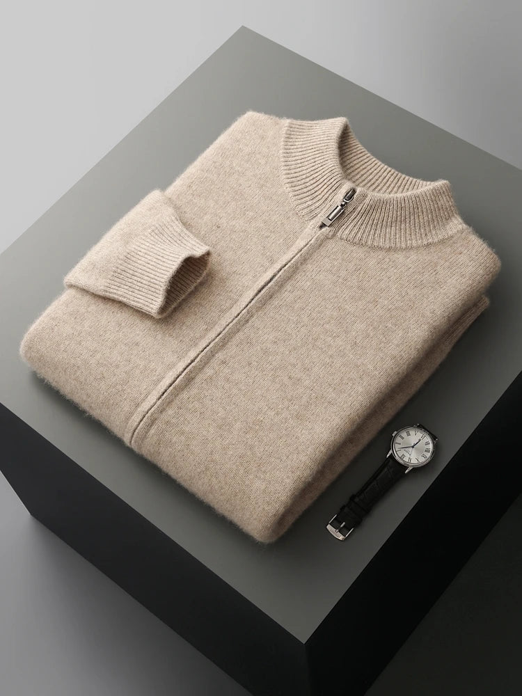 Men's Merino Cardigan | Full Zip & Mock Neck