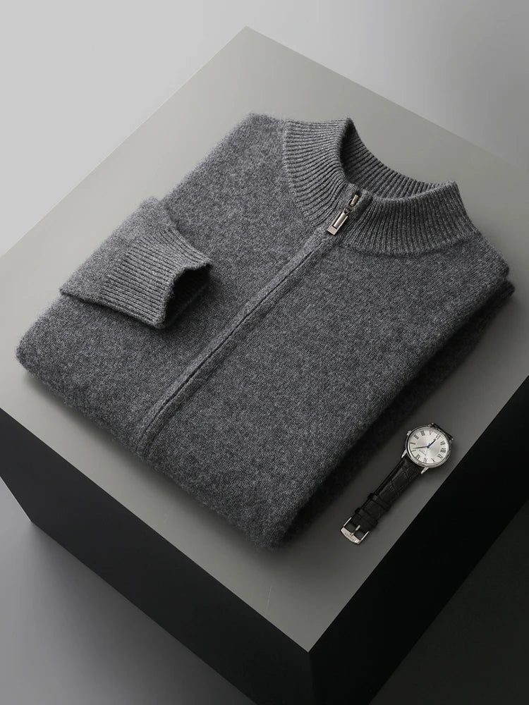 Men's Merino Cardigan | Full Zip & Mock Neck