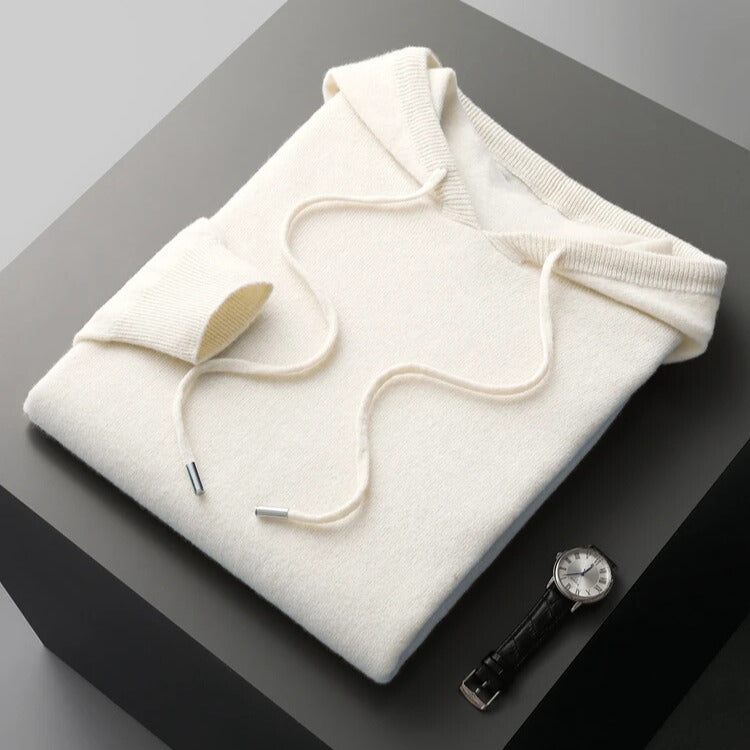 Men's Merino Knit Hoodie | Drawstrings & Ribbed Trim