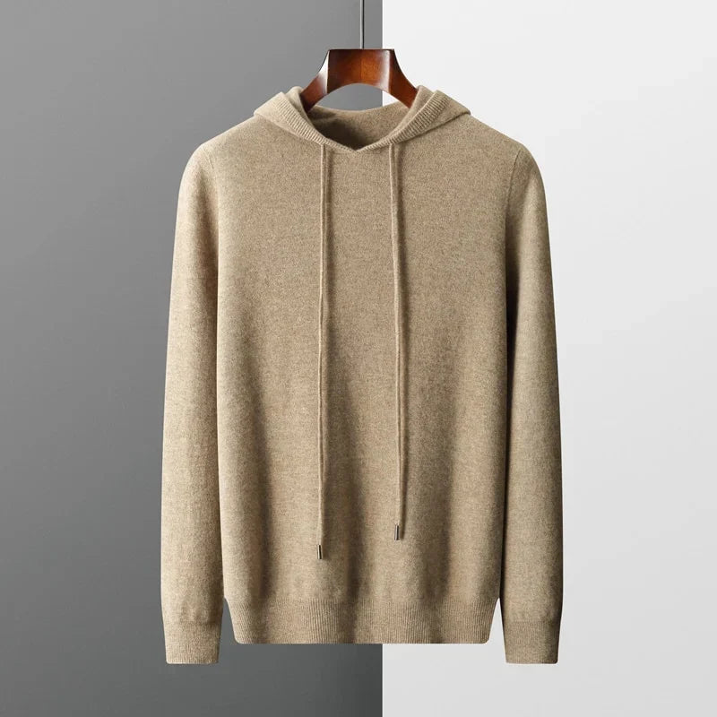 Men's Merino Knit Hoodie | Drawstrings & Ribbed Trim