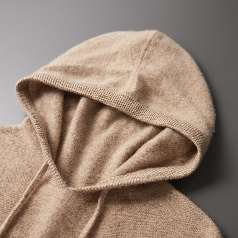 Men's Merino Knit Hoodie | Drawstrings & Ribbed Trim