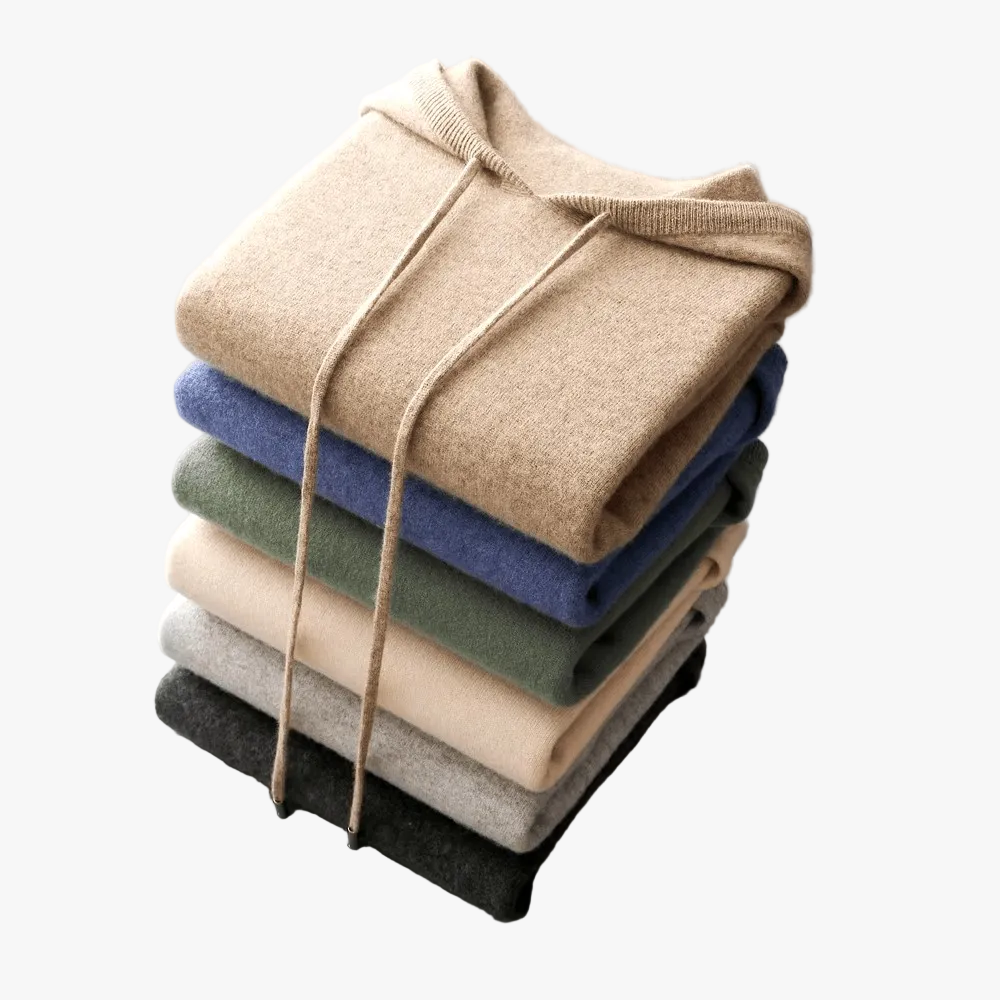 Men's Merino Knit Hoodie | Drawstrings & Ribbed Trim